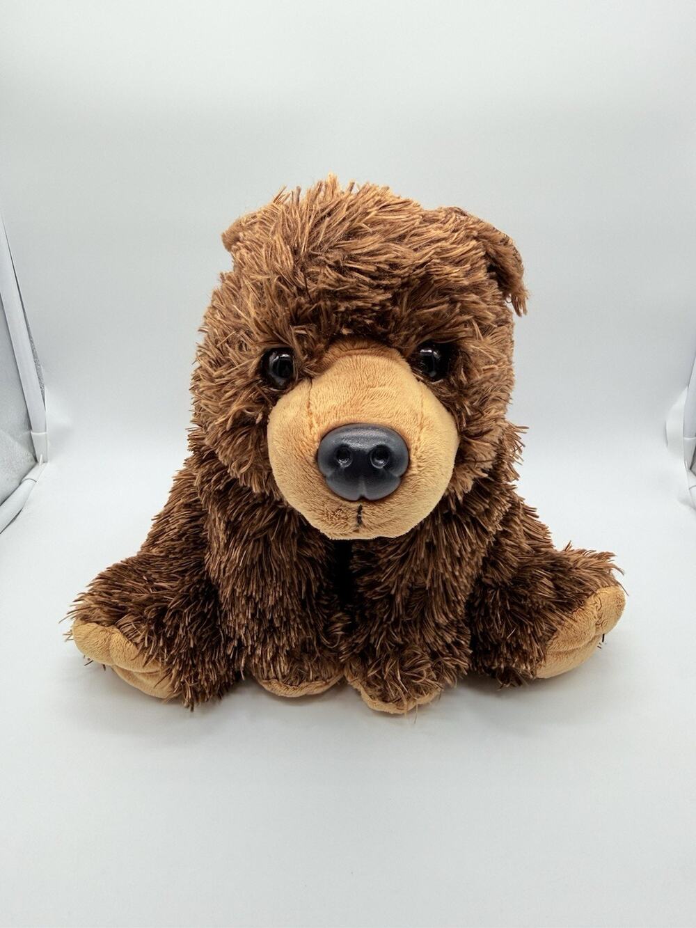 Wild Republic K & M International Brown Grizzle Bear Plush Animal 12" Sitting